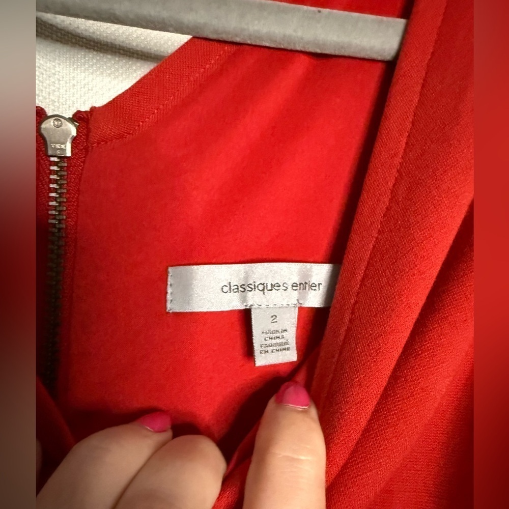 Classiques Entier Red VNeck Sheath Dress 2 - Picture 3 of 8